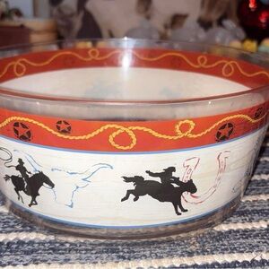 Western Themed Plastic Bowl with Cowboy Design